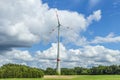 Single wind turbine in the field in rural area in Bavaria Royalty Free Stock Photo