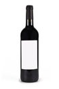 Single wine bottle with blank label on white background