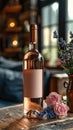 Single Wine Bottle Mockup in Natural and Kitchen Settings Customizable Blank Label Royalty Free Stock Photo