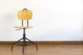 Single  wood stool on wooden floor Royalty Free Stock Photo