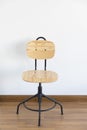 Single  wood stool on wooden floor Royalty Free Stock Photo