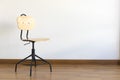 Single  wood stool on wooden floor Royalty Free Stock Photo