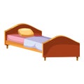 Single wooden bed icon, cartoon style Royalty Free Stock Photo