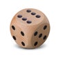 Single wooden Dice on white background Royalty Free Stock Photo