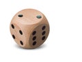 Single wooden Dice on white background Royalty Free Stock Photo