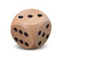 Single wooden Dice on white background Royalty Free Stock Photo