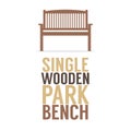 Single Wooden Park Bench On White Background