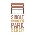Single Wooden Park Bench On White Background