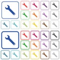 Single wrench outlined flat color icons Royalty Free Stock Photo