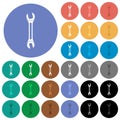 Single wrench round flat multi colored icons