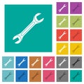 Single wrench square flat multi colored icons