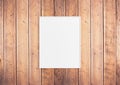 Single 8x10 Vertical White Frame mockup on rustic wooden wall Royalty Free Stock Photo