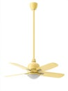 Yellow Ceiling Fan With Light Isolated On White Background Royalty Free Stock Photo