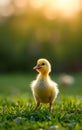 Single Yellow Duckling on Grass Royalty Free Stock Photo