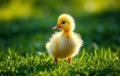 Single Yellow Duckling on Grass Royalty Free Stock Photo