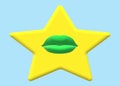 A single yellow golden star with a green lips in the center