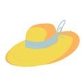 Single yellow hat. Garden decoration and tools. Vector. doodle clipart. Isolated on a white background. For design, cards,