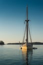 Single Yellow Hulled Sailboat