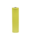 Single yellow 18650 Li-ion Rechargeable Battery isolated on white background