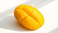 Single Yellow Mango Slice on White Royalty Free Stock Photo
