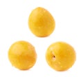 Single yellow mirabelle plum isolated Royalty Free Stock Photo