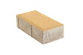 Single yellow pavement brick, isolated. Concrete block for paving