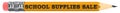 Single yellow pencil with School Supplies Sale in engraved text