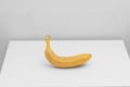 Single yellow ripe banana isolated on white background. Fiber fruits Royalty Free Stock Photo