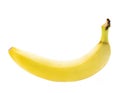 Single yellow spotless banana over white