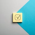 Task Completed Checkmark on a Sticky Note (1 Royalty Free Stock Photo