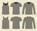 Singlet, T-shirt and Long-sleeved T-shirt template