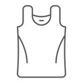Singlet thin line icon, clothes and casual, shirt sign, vector graphics, a linear pattern on a white background.