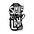 Singlish Lah inscribed in singaporean merlion sillhoette Royalty Free Stock Photo