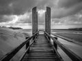 Singular building at suances beach, cantabria, spain