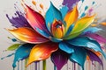 Singular Elegance: Abstract Art Style with Focus on an Undefined Flower Shape Bursting with a Spectrum of Vibrant Colors