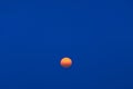 Singular orange sun in blue sky