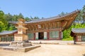 Singyesa, a Korean Buddhist temple in North Korea. the translation of the chinese characters is