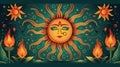 A Sinhala New Year greeting card featuring traditional motifs such as the sun, representing the dawn of a new year, and