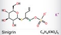 Sinigrin, allyl glucosinolate molecule. Glucosinolate from family of glucosides, found in plants of the family Brassicaceae.