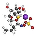 Sinigrin glucosinolate molecule. Present in some cruciferous vegetables Brussels sprouts, broccoli, black mustard, etc. 3D.