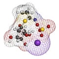 Sinigrin glucosinolate molecule. Present in some cruciferous vegetables Brussels sprouts, broccoli, black mustard, etc. 3D.