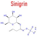 Sinigrin glucosinolate molecule. Skeletal formula. Chemical structure