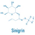 Sinigrin glucosinolate molecule. Skeletal formula. Chemical structure