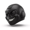 Malicious Black Robot Helmet Emoji Design Featuring An Evil Grin And A Sly Wink Against White Background Royalty Free Stock Photo