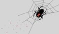 A sinister black widow spider weaving its web in the corner of an old attic with dust particles dancing in the low light Royalty Free Stock Photo