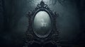 A sinister-looking haunted mirror reflecting something eerie. HD image 1920 * 1080