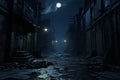 Sinister Moonlit Alley Shadows Shadows cast on a