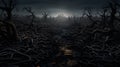 Sinister Twisting Vines: Dark Cinematic Halloween Background AI Generated