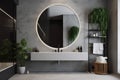 sink bathroom home wall concrete luxury design interior room gray mirror. Generative AI. Royalty Free Stock Photo