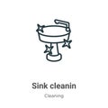 Sink cleanin outline vector icon. Thin line black sink cleanin icon, flat vector simple element illustration from editable